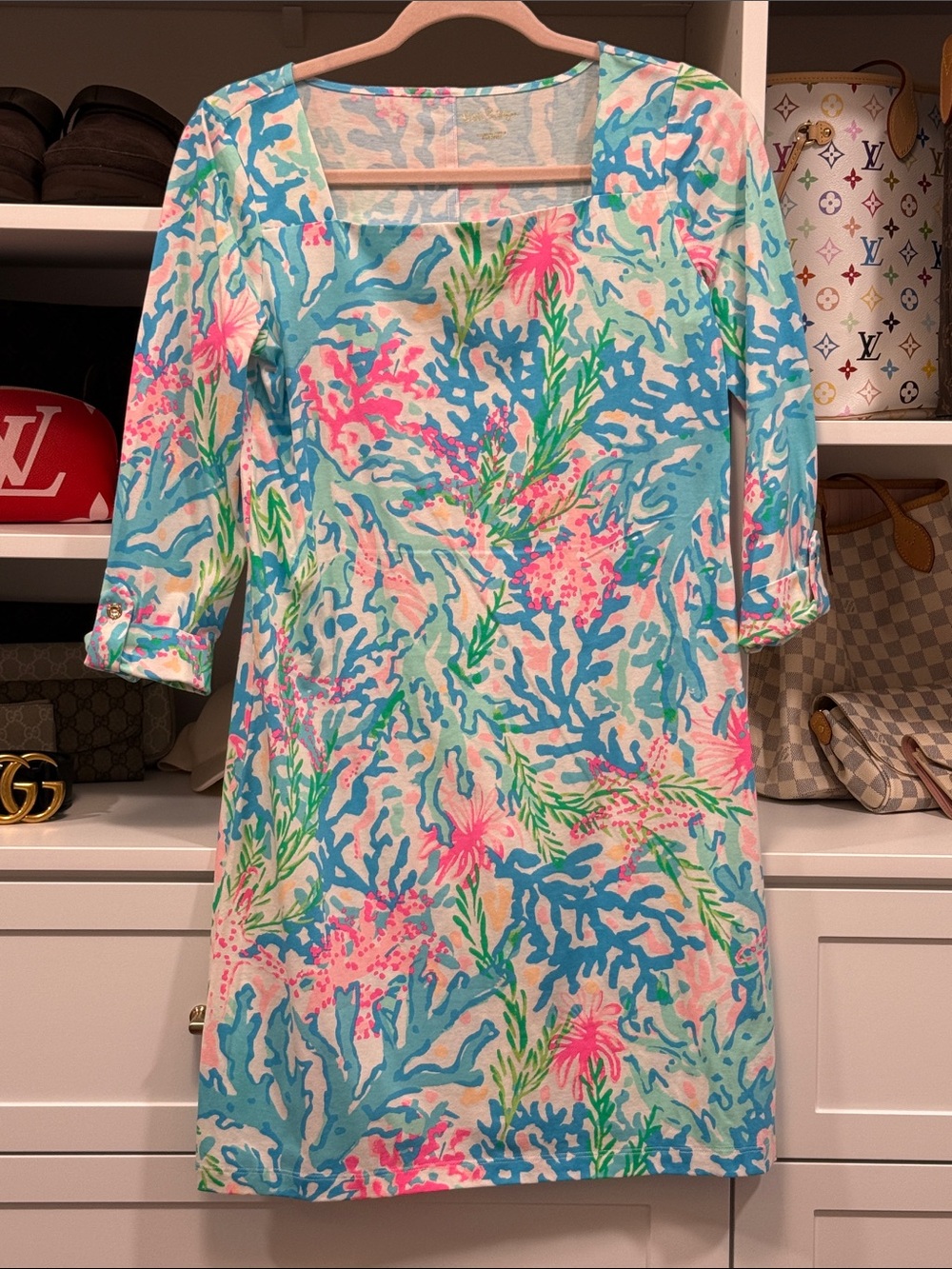Lilly Pulitzer Multicolor Coral Reef Print Tunic Dress - Blue, Pink, Green